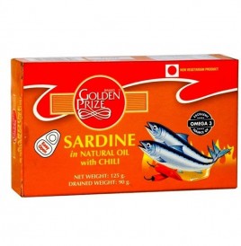 Golden Prize Sardine in Natural Oil with Chilli  Box  125 grams